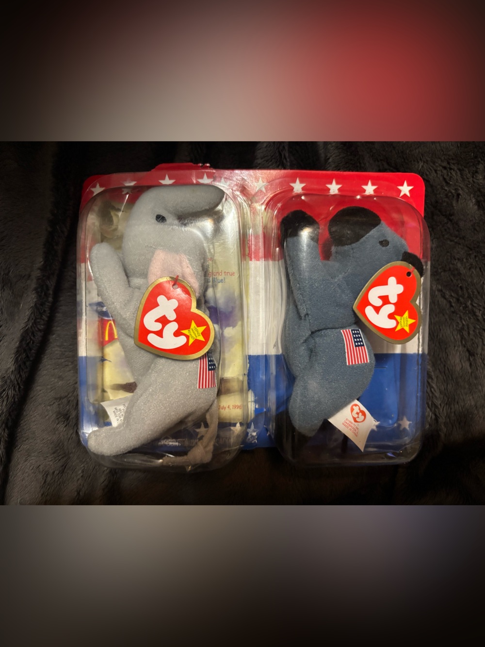 Ty Beanie Buddies Elephant and Dog - Gray and Slate Blue